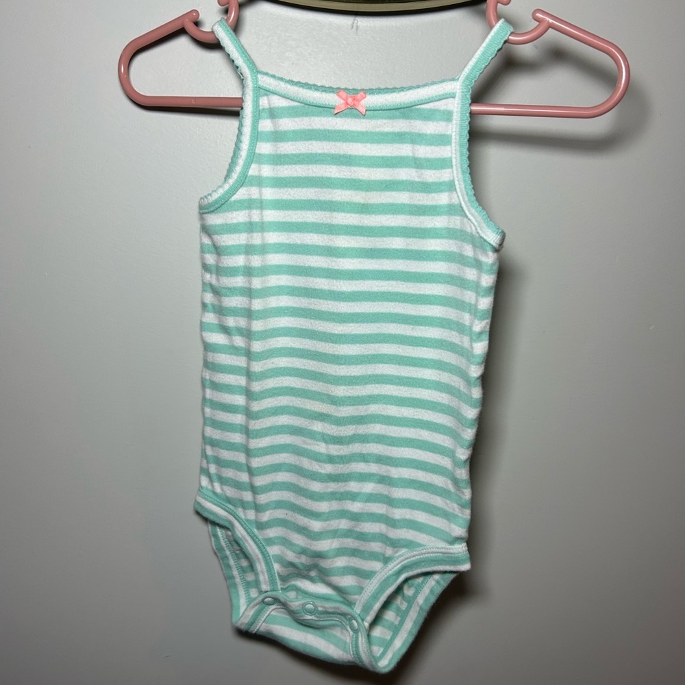 6 FOR $10 Mint Striped Kids Bodysuit